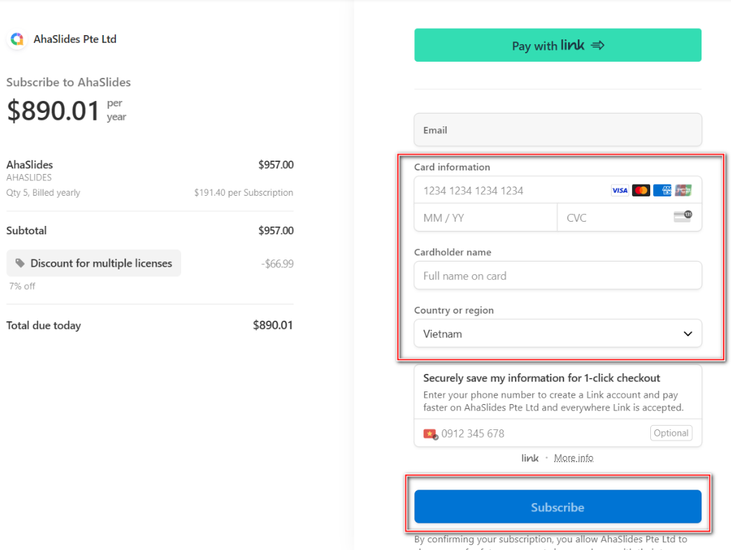 Purchasing Multiple Licenses for AhaSlides Team Plan Subscription