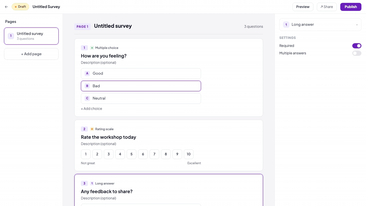 Publish and share a Survey on AhaSlides